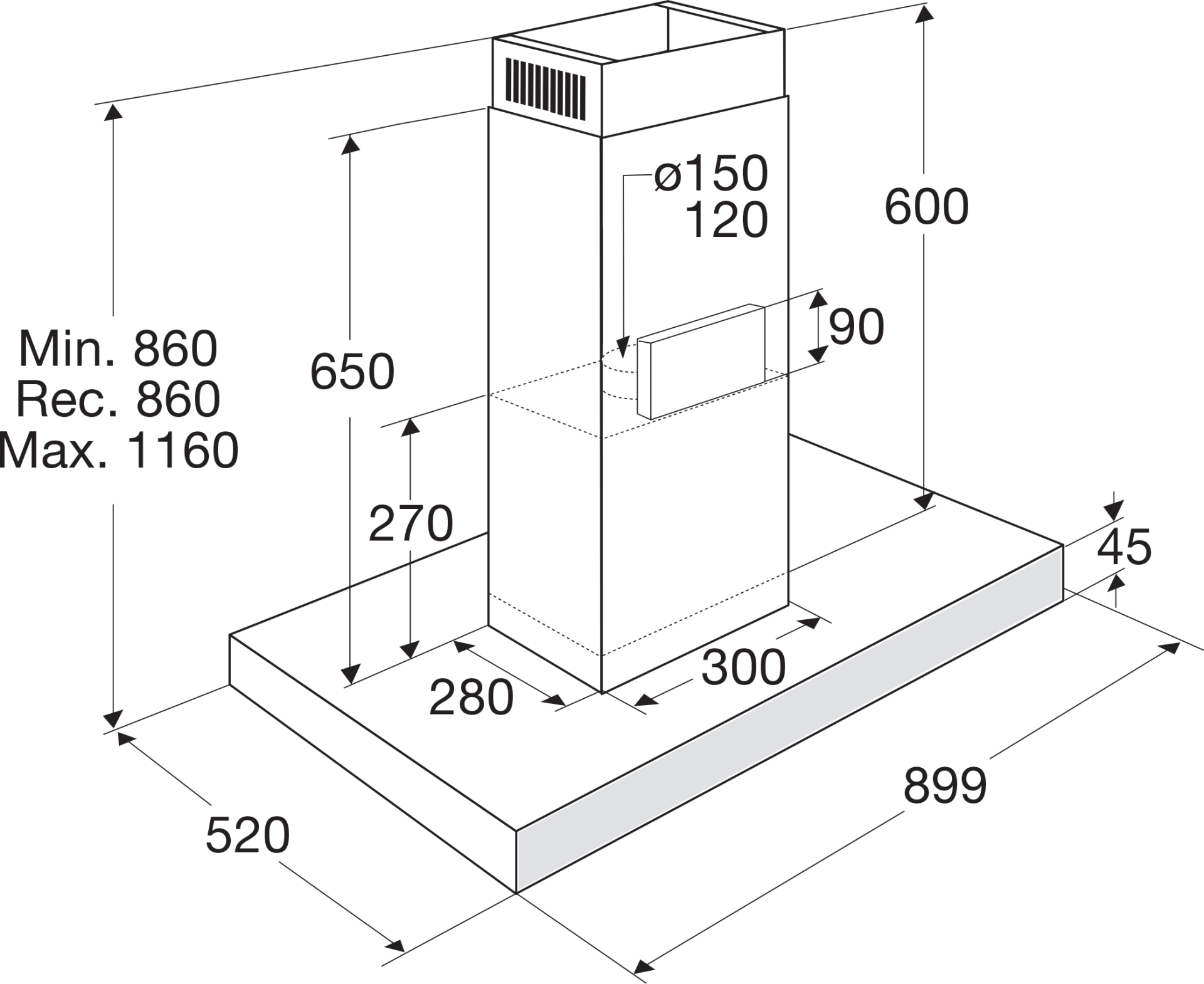 ATAG eilanddampkap - 90cm - ES90212MS