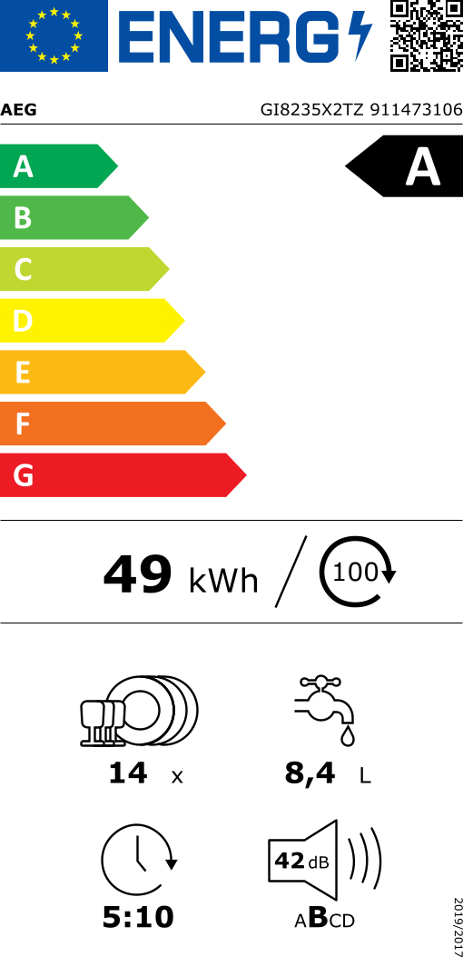 AEG 8000 vaatwasser volledig integreerbaar - GI8235X2TZ