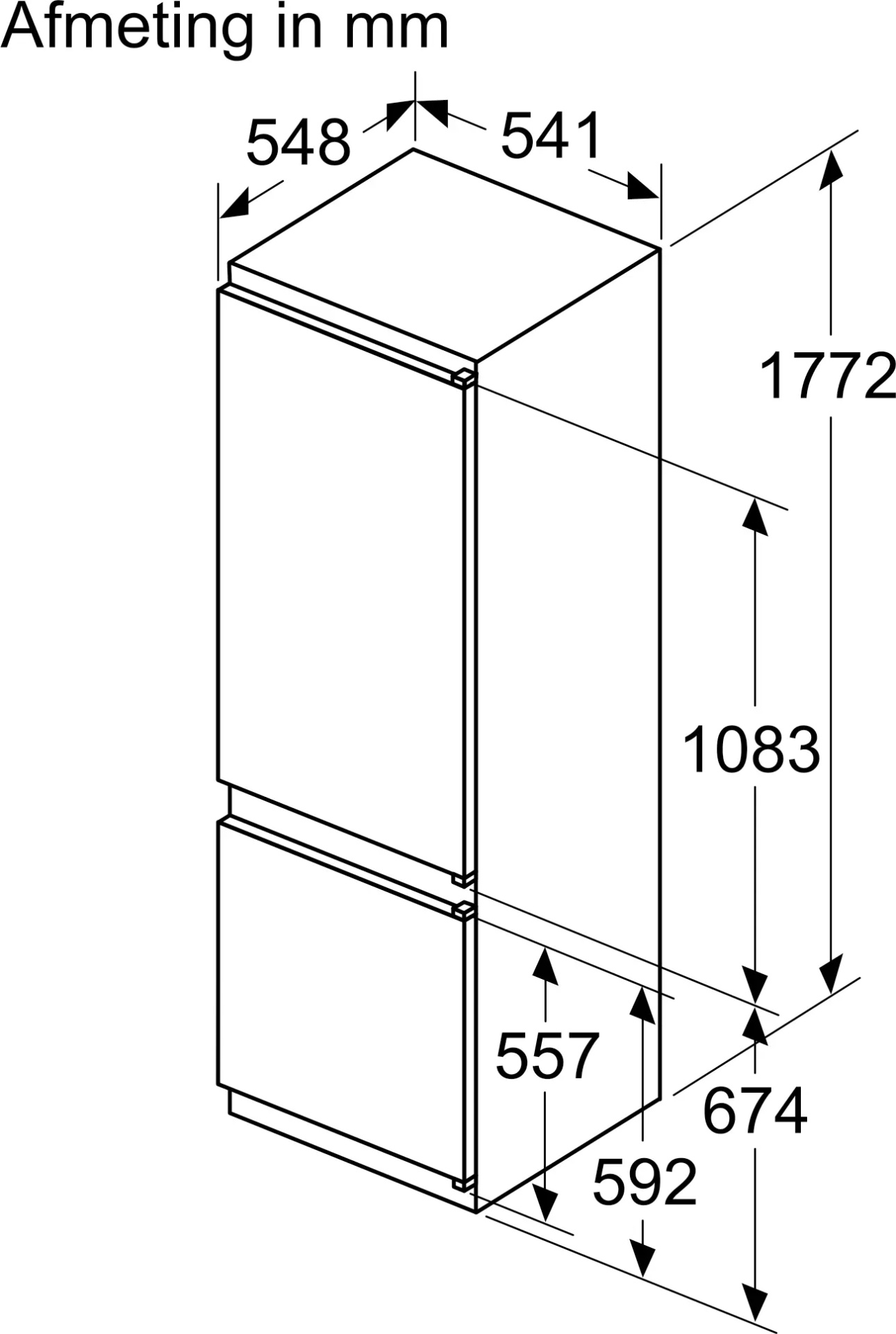 BOSCH SERIE 2 Inbouw koel-vriescombinatie 270 l - KIV875SE0