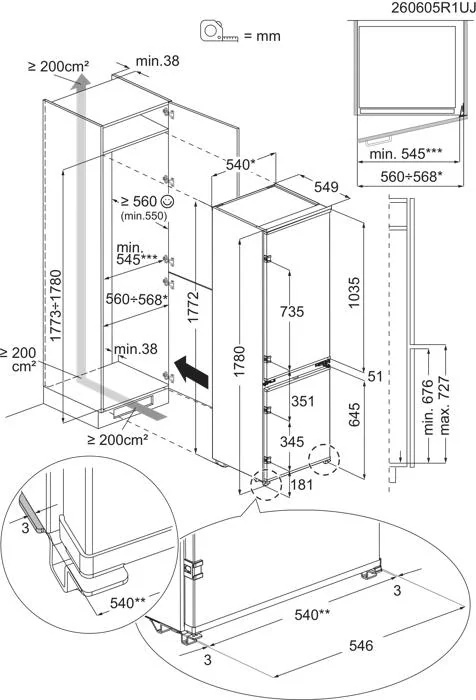 AEG 6000 Inbouw koel-vriescombinatie 262 l - TC6LS181DF