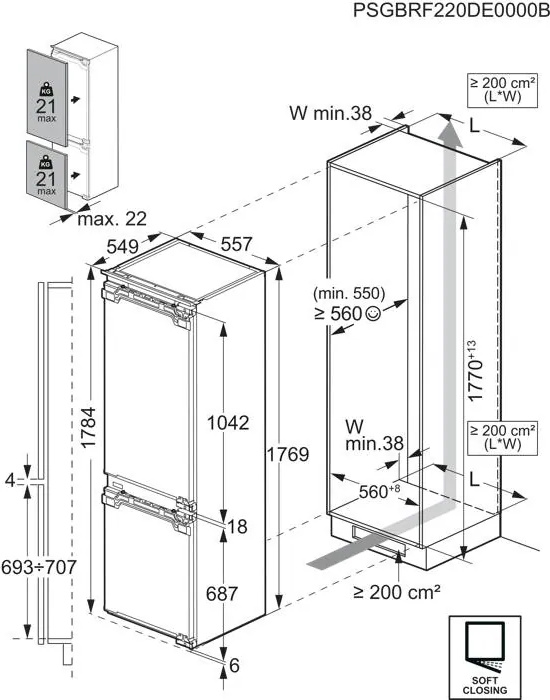 AEG 8000 Inbouw koel-vriescombinatie 245 l - TC8CS181CF
