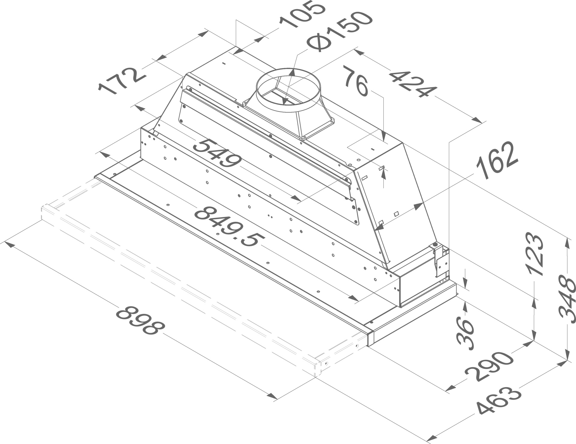 NOVY Telescopic Telescopische dampkap inox - 693